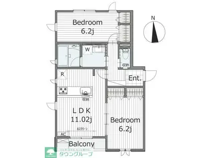 アネーロII(2LDK/2階)の間取り写真