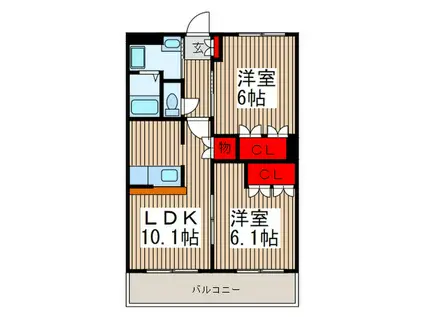 ガーデンヒルズNAKAYAMA壱番館(2LDK/2階)の間取り写真