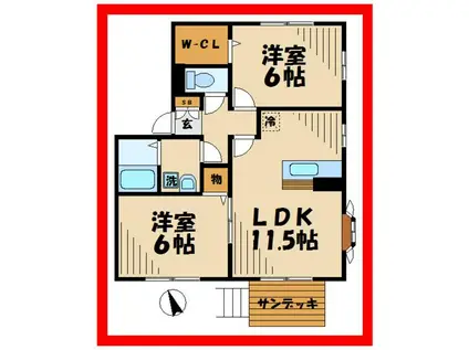 プレジオ白鳥(2LDK/1階)の間取り写真