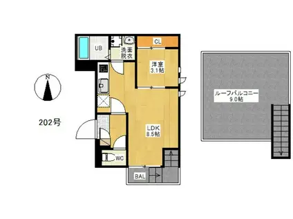 GRANDTIC TAJIMA(1LDK/2階)の間取り写真