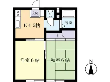 パールハイツ(2DK/1階)の間取り写真