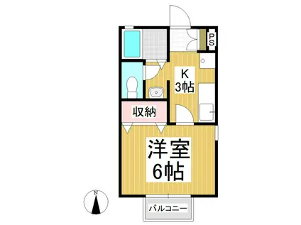 セジュール・セゾン(1K/2階)の間取り写真