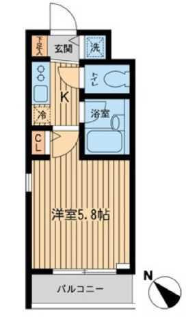 ザ・パーククロス市ヶ谷(1K/1階)の間取り写真