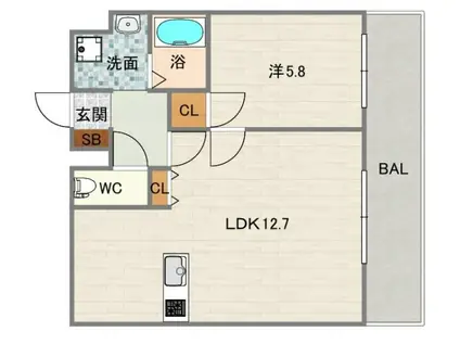 アルコローザ(1LDK/8階)の間取り写真