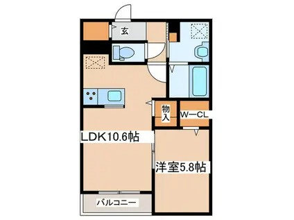 ピースコート登戸V(1LDK/1階)の間取り写真