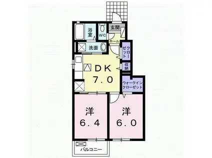 ベーネソプラ A(2DK/1階)の間取り写真