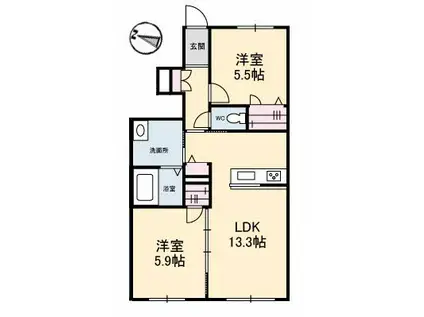 ぷらんどーる(2LDK/1階)の間取り写真