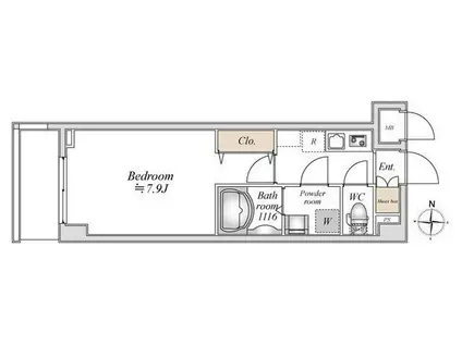 オープンブルーム東向島(1K/4階)の間取り写真