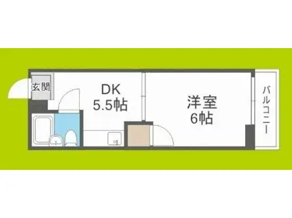 プラザハイツ大西(1DK/1階)の間取り写真