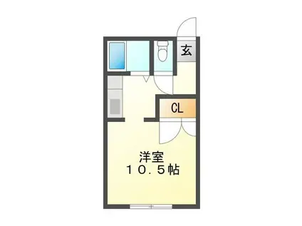 カーサ江戸橋(1K/2階)の間取り写真