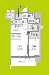 プランドール新北野(1LDK/7階)の間取り写真