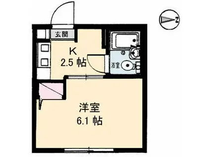 パークハイムふくい(1K/1階)の間取り写真