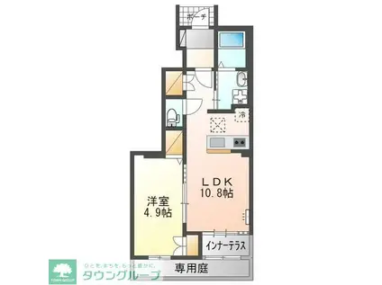 ウォーターミル十一番館(1LDK/1階)の間取り写真