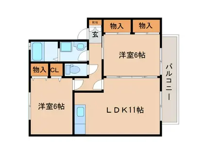 ヴィラージュ(2LDK/2階)の間取り写真
