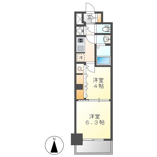 S-RESIDENCE六番町(2K/2階)の間取り写真