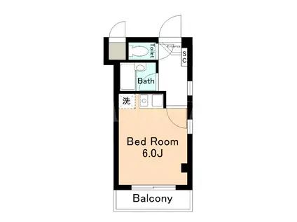 ボンビラ山下(1K/2階)の間取り写真