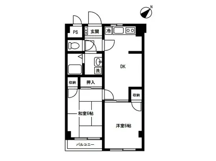 グレースマンションミア(2DK/2階)の間取り写真