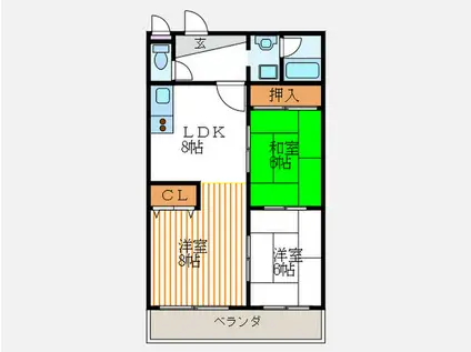 シャトー嵐望I(3LDK/1階)の間取り写真