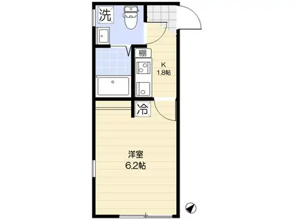 中台ヒルズ(1K/1階)の間取り写真