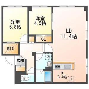 リベルタ発寒(2LDK/3階)の間取り写真
