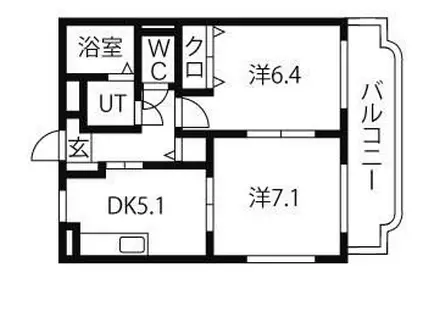 ユーミープラザ(2DK/3階)の間取り写真