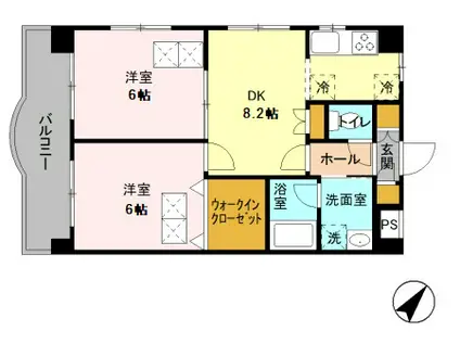 サンウイングSII(2DK/2階)の間取り写真
