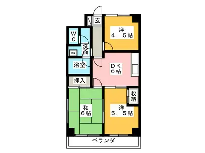 バイオレットハイツ土屋(3DK/2階)の間取り写真
