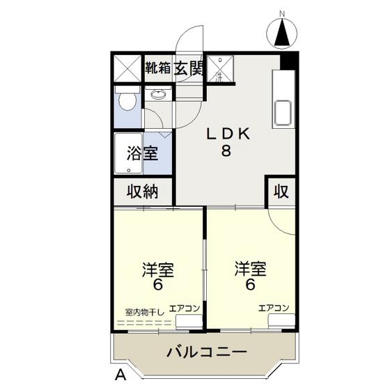 堂元ビル(2LDK/5階)の間取り写真