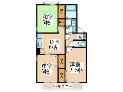 エクセレント陵B棟(3DK/2階)の間取り写真