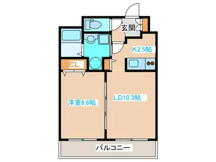 フィール円山(1LDK/2階)の間取り写真