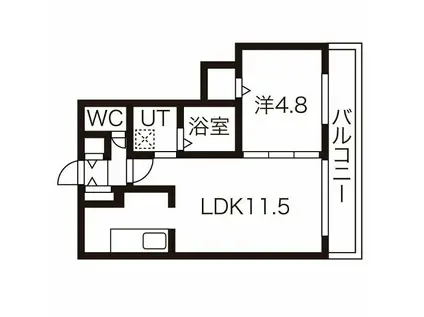 プレオン ウエストロカ(1LDK/3階)の間取り写真