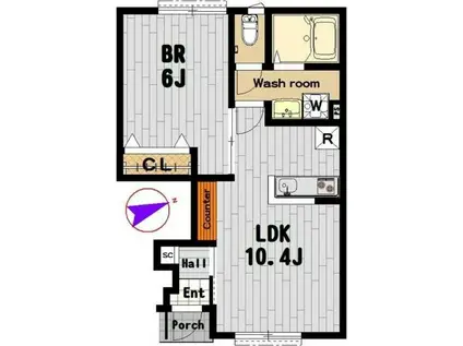 FORTUNA(1LDK/1階)の間取り写真