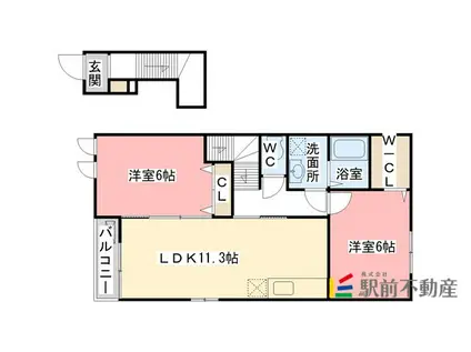 PLACIDE(2LDK/2階)の間取り写真