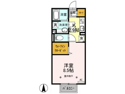 サニーウェル(1K/1階)の間取り写真