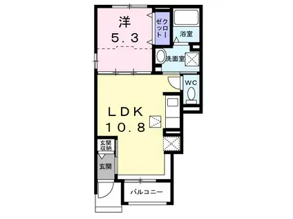 プラシード・ピアッツァ(1LDK/1階)の間取り写真