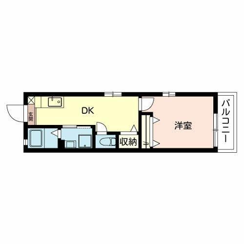 安井ハイツ(1DK/1階)の間取り写真