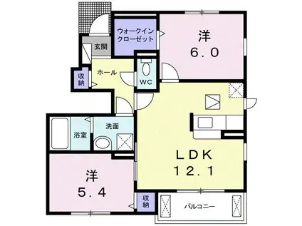 イーストスター(2LDK/1階)の間取り写真