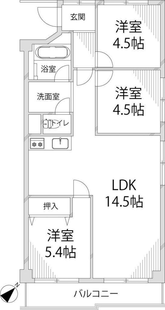 エバーグリーン今宿A棟(3LDK/8階)の間取り写真