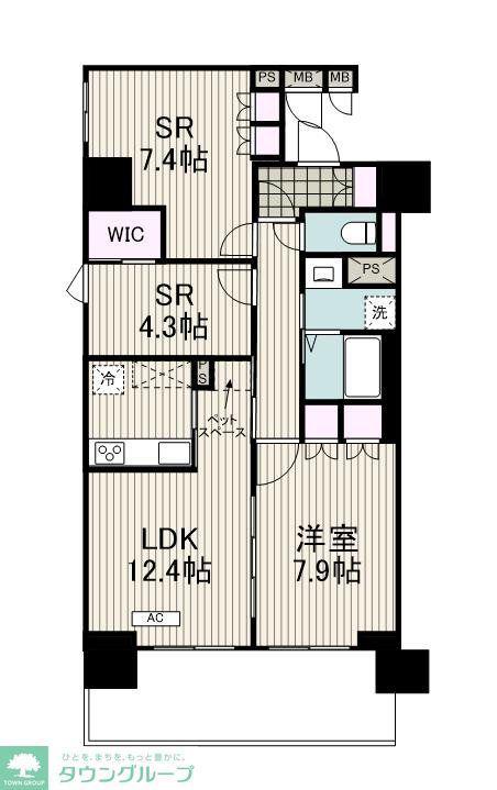 リーラ横浜川和町(2SLDK/6階)の間取り写真