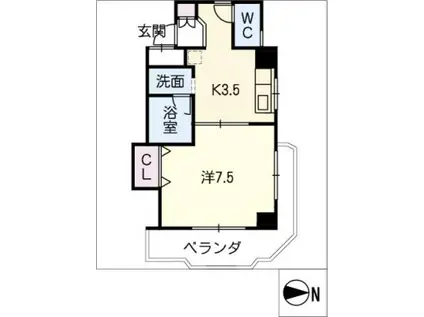 ベルメゾン庄内(1K/2階)の間取り写真
