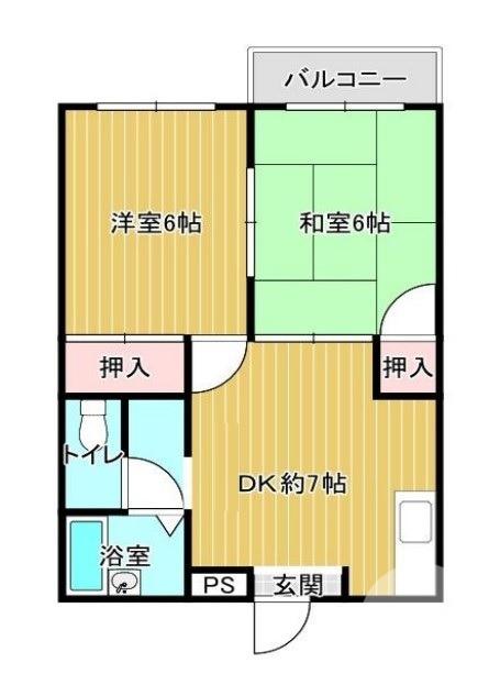 リバティー北花田(2DK/1階)の間取り写真