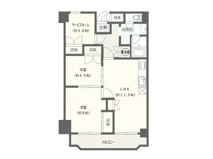 サンビューハイツ東十条(2SLDK/9階)の間取り写真