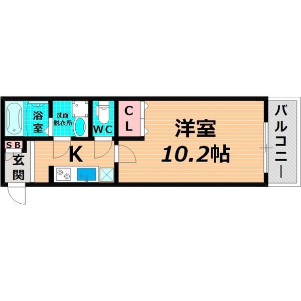 CASA徳庵(1K/3階)の間取り写真