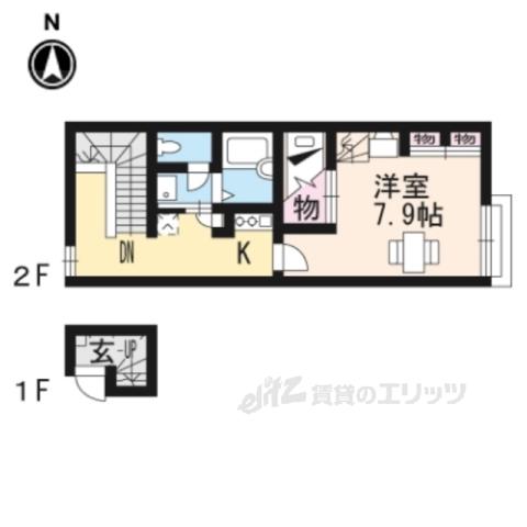 レオパレスNEO田辺(1K/2階)の間取り写真