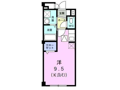 プレ・ポワール(1K/1階)の間取り写真