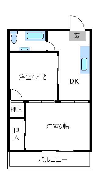 上馬柏ビル(2DK/5階)の間取り写真