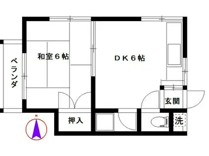 富永アパート(1DK/2階)の間取り写真