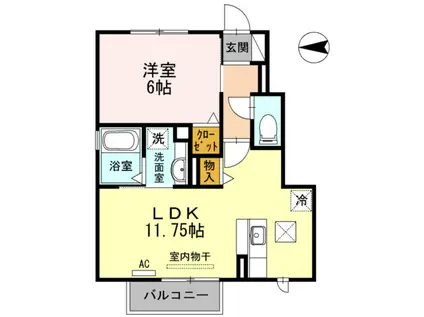 リヴェール(1LDK/1階)の間取り写真