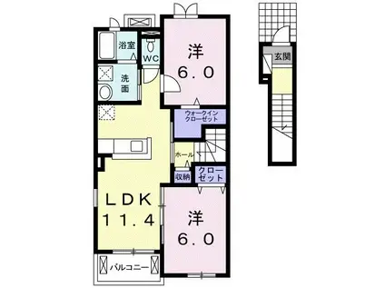 アンジュ(2LDK/2階)の間取り写真