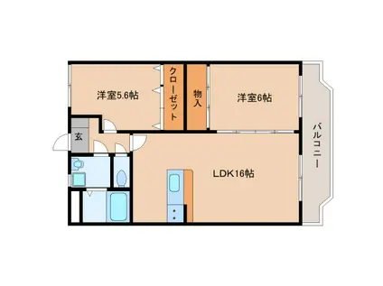 バロネッサII(2LDK/3階)の間取り写真